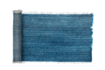 Denim frame folded in the form of manuscripts,scroll isolated on white background