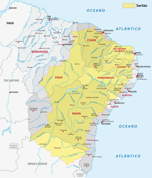 Sertao Map, Brazil