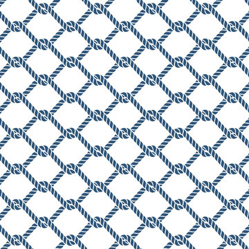 Marine rope knot seamless vector pattern