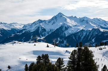 General view of the ski area Mayrhofen - Zillertal, Austria