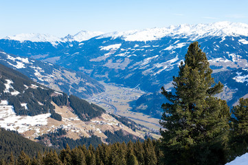 General view of the ski area Mayrhofen - Zillertal, Austria