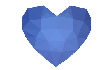 Naklejka na ściany i meble Blue heart isolated on white background with pattern consisting of triangles.