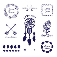 Vector hand drawn tribal elements