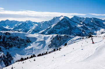 General view of the ski area Mayrhofen - Zillertal, Austria