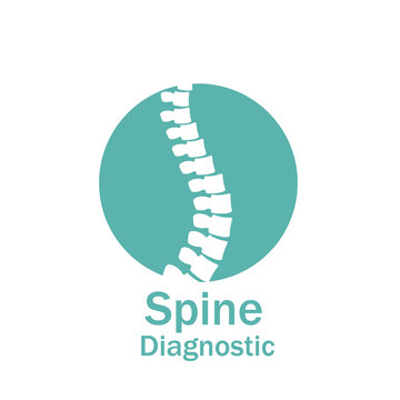 Flat spine icon for orthopedic therapy, diagnostic center.