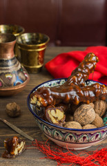 Nuts in grape's syrup, eastern delicacy churchkhela