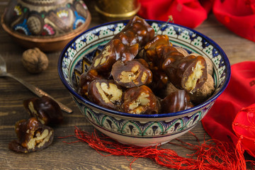 Nuts in grape's syrup, eastern delicacy churchkhela