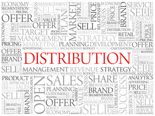 Distribution word cloud, business concept background