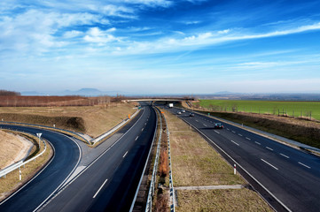 Four-lane motorway leads across the country at Lake Balaton,Hungary