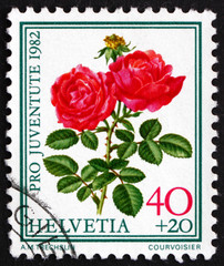 Postage stamp Switzerland 1982 Hugh Dickson, Famous Rose