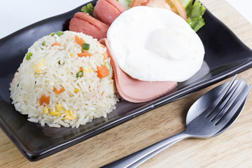 Fried Rice with Egg Ham and Sausage