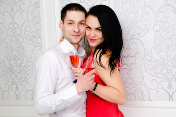 Couple having a glass of wine together