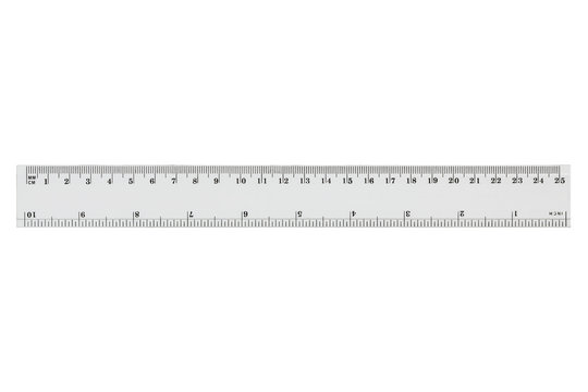 White transparent ruler, isolated on white, with clipping path
