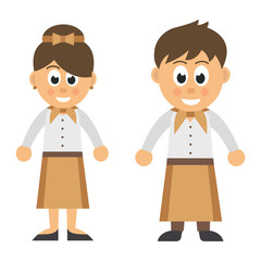 cartoon waitress man and woman