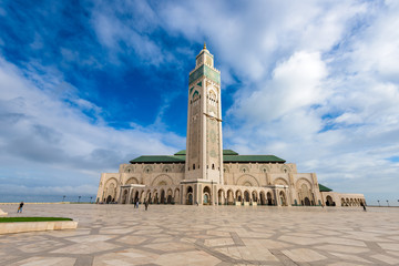 Hassan II Mosque in Casablanca, Morocco. - obrazy, fototapety, plakaty