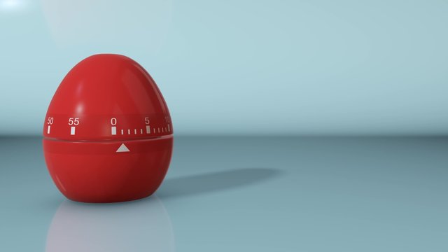 one egg timer with countdown and empty space at the right (3d render)