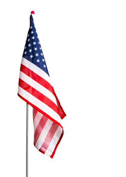 USA flag on white background with clipping path