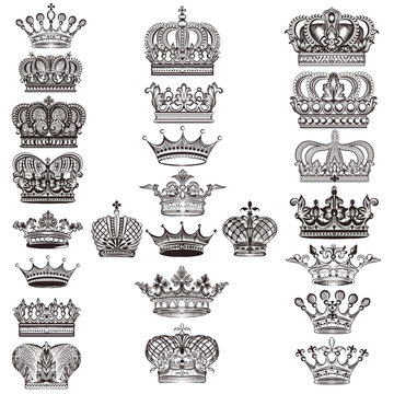 Collection of vector royal crowns for design