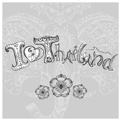 I love Thailand background, hand drawing