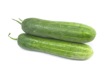 Healthy vegetables, green cucumber isolated white background