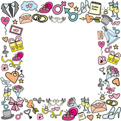 Frame with wedding objects