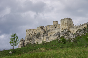 Fototapeta na wymiar The Spis Castle - Spissky hrad National Cultural Monument (UNESCO) ruins of medieval castle, Slovakia.