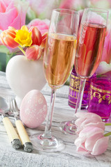 Easter party - decoration and champagne
