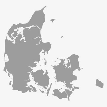 Map of Denmark in gray on a white background