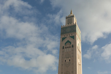 minaret of the Hassan II mosque in Casablanca