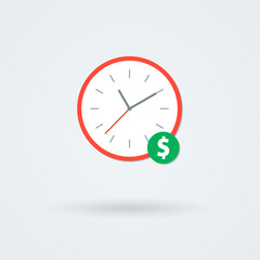 Flat clock icon. Simple vector illustration.