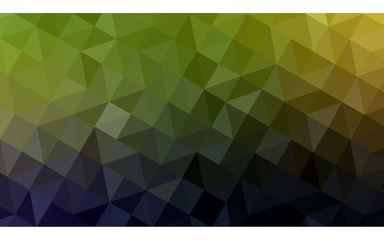 Multicolor dark green, yellow, orange polygonal design pattern, which consist of triangles and gradient in origami style.
