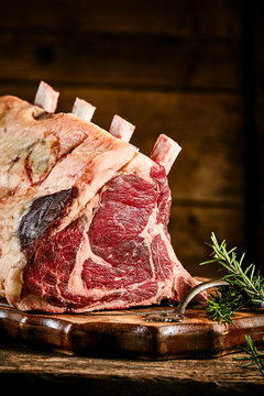 Close up of raw beef rib