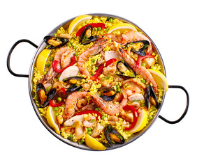 Pan of paella margarita over white © exclusive-design