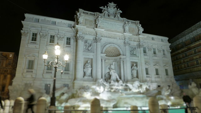 Italy Rome Trevi fountain night time lapse