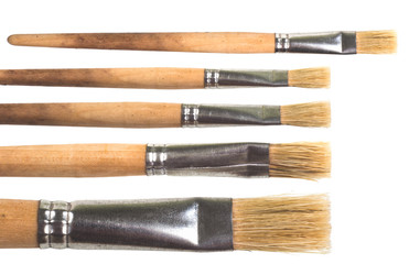 A set of brushes that were used. Various increase. Isolated on white background.