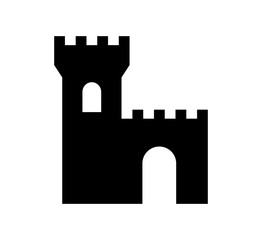 Black castle icon on white background