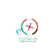 Vector thin line design logo magnifying glass, search and find or zoom logotype concept. Linear minimalistic business icon