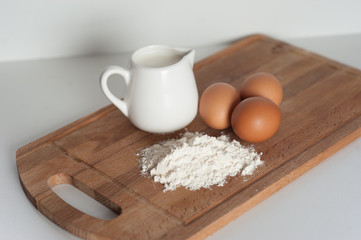 Flour, milk and eggs