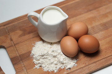 Flour, milk and eggs