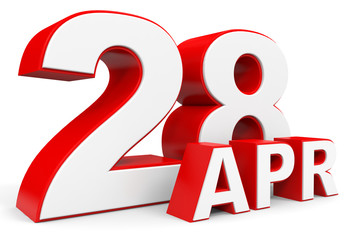April 28. 3d text on white background.