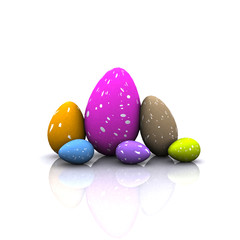 Cheerful Easter background with colorful decorated eggs
