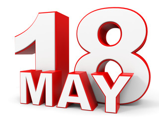 May 18. 3d text on white background.