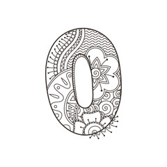 Zentangle number. Vector decorative number.