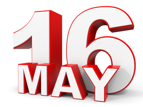 May 16. 3d text on white background.