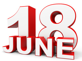 June 18. 3d text on white background.
