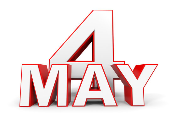 May 4. 3d text on white background.