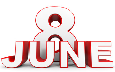 June 8. 3d text on white background.
