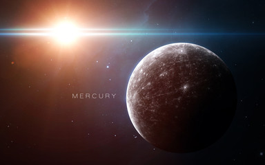 Obraz na płótnie Canvas Mercury - High resolution 3D images presents planets of the solar system. This image elements furnished by NASA.