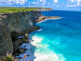 The Pointe de la Grande-Vigie is located at the north of Grande-Terre in Guadeloupe, French Antilles, Caribbean. The high cliffs of 80 meters, creating a spectacular and wild landscape.