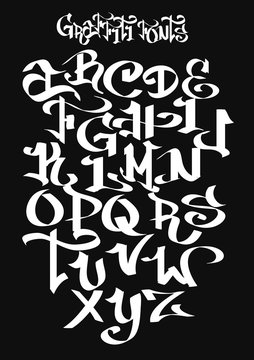 Graffiti font alphabet. Vector illustration.